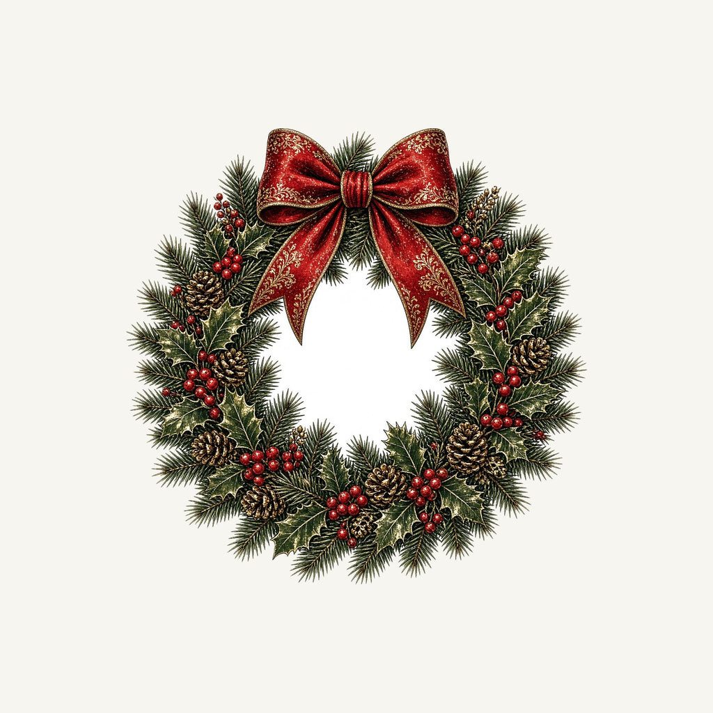 Vintage Wreath with Red Bow Personalised Christmas T-Shirt and Hoodie