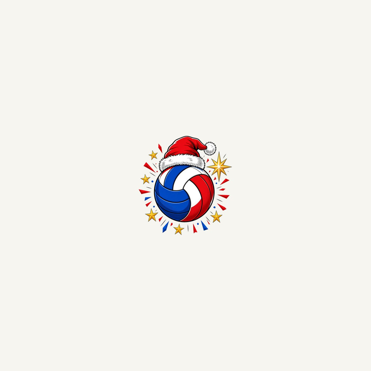 Volleyball in Santa Hat Personalised Beach Towel