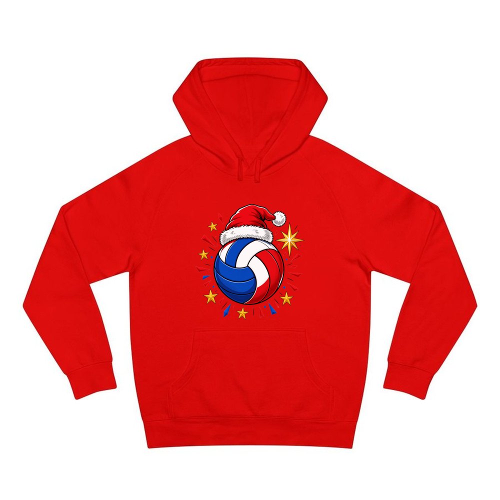 Volleyball in Santa Hat personalised Christmas hoodie in red