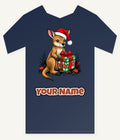 Wallaby With Christmas Gift Personalised Kids Tee and Baby Bodysuit