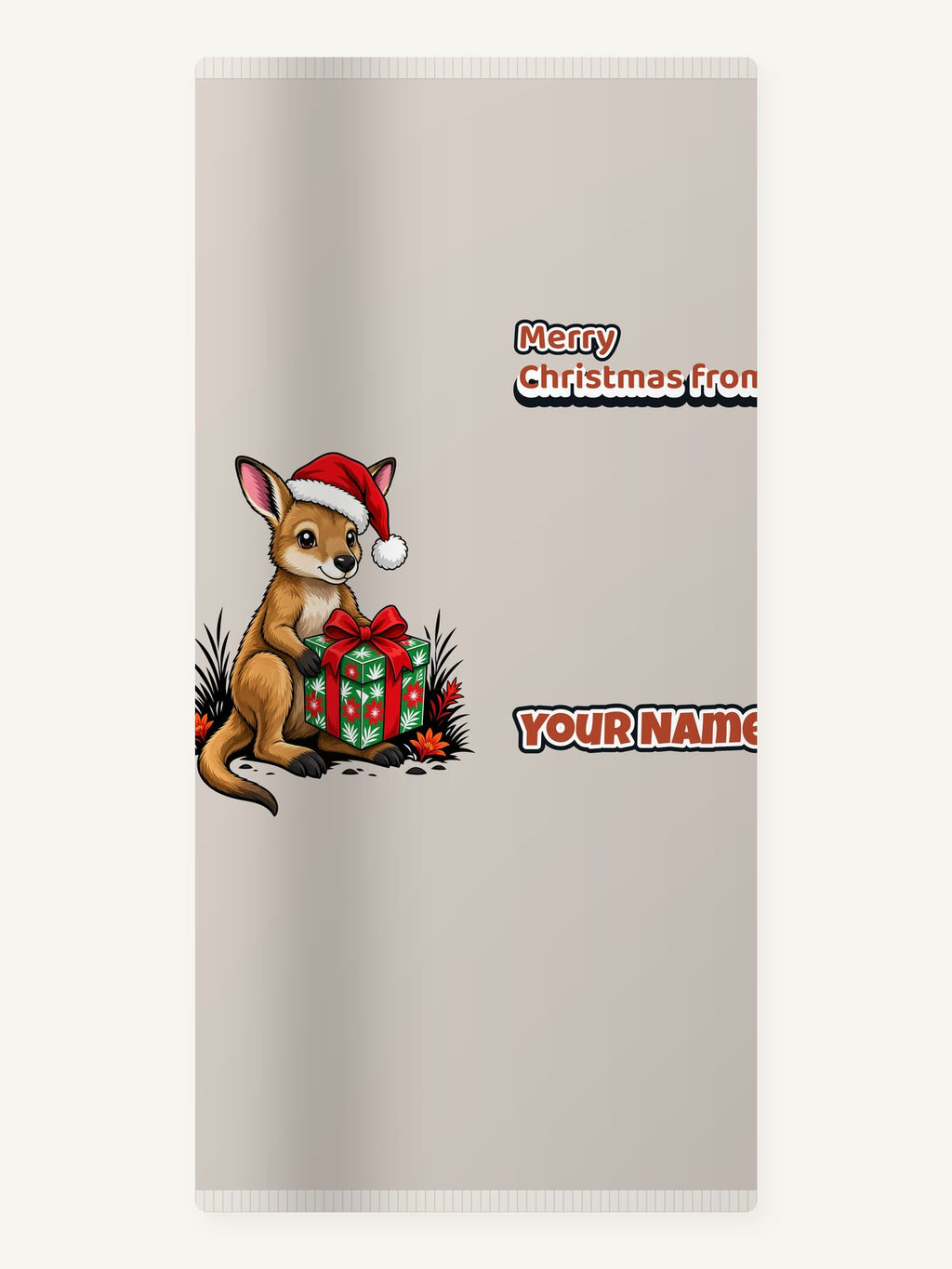 Wallaby With Christmas Gift Personalised Beach Towel