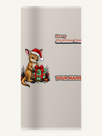 Wallaby With Christmas Gift Personalised Beach Towel
