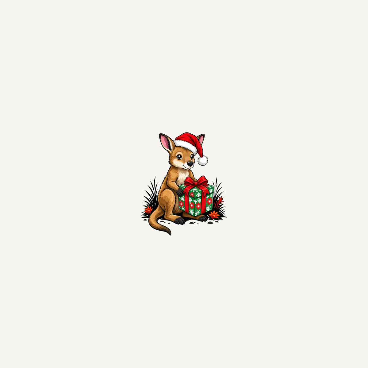Wallaby With Christmas Gift Personalised Beach Towel