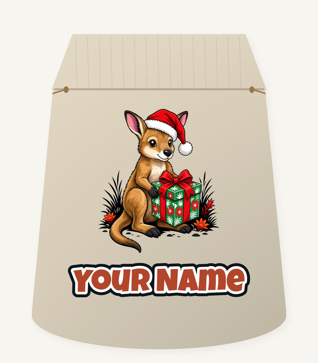 Wallaby With Christmas Gift Personalised Santa Sack