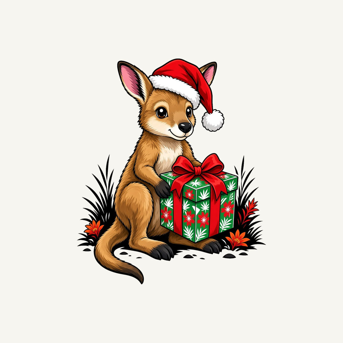 Wallaby With Christmas Gift Personalised Santa Sack