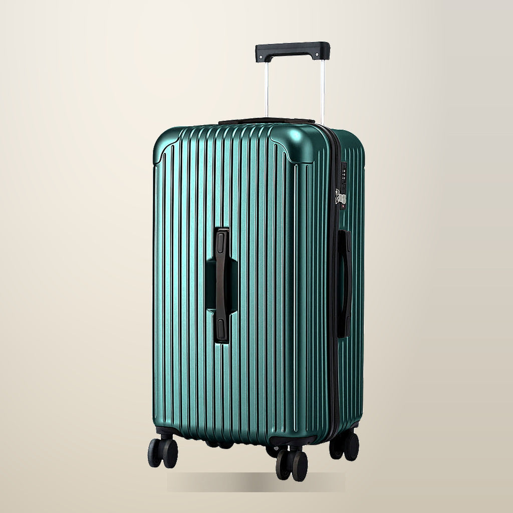 Wanderlite 28 Inch Trunk Luggage, Green, Type C Port, on a plain cream background