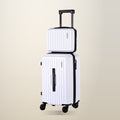 Wanderlite 12 and 20 Inch Trunk Luggage Set, White, on a plain cream background