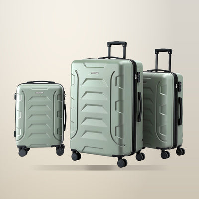 Wanderlite 3 Piece Luggage Set, 20, 24 and 28 Inch, Grey Green