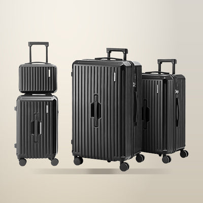 Wanderlite 4 Piece Trunk Luggage Set, 12, 20, 24 and 28 Inch, Black