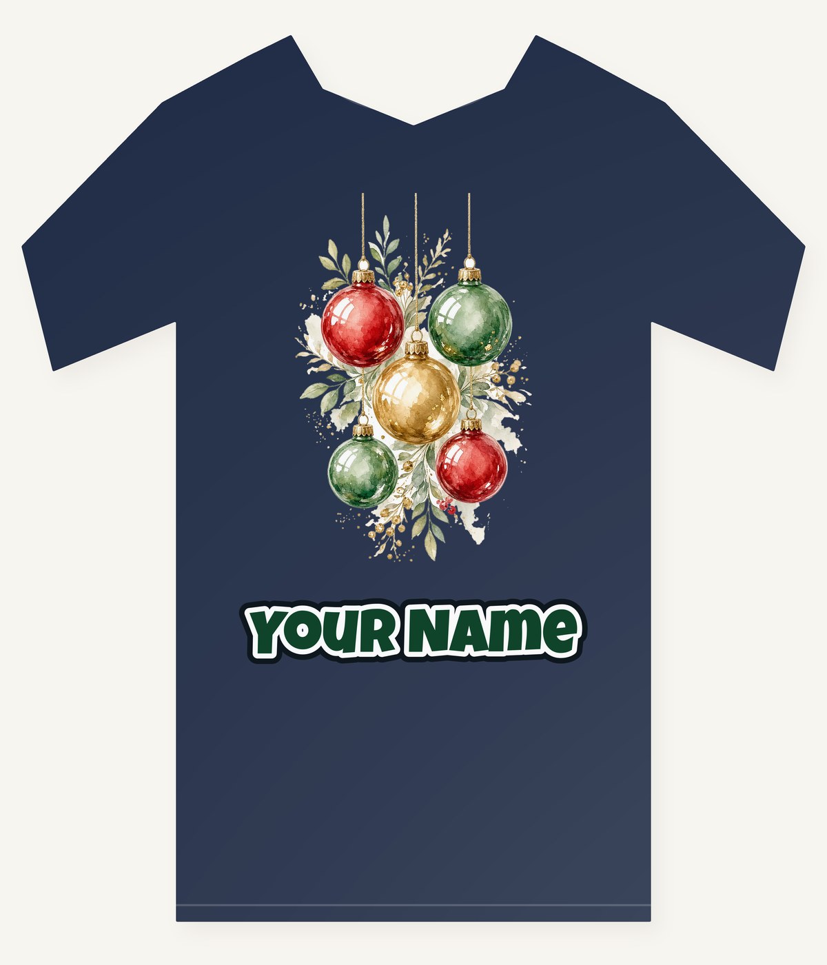 Watercolour Christmas Baubles Personalised Kids and Baby Christmas Tee