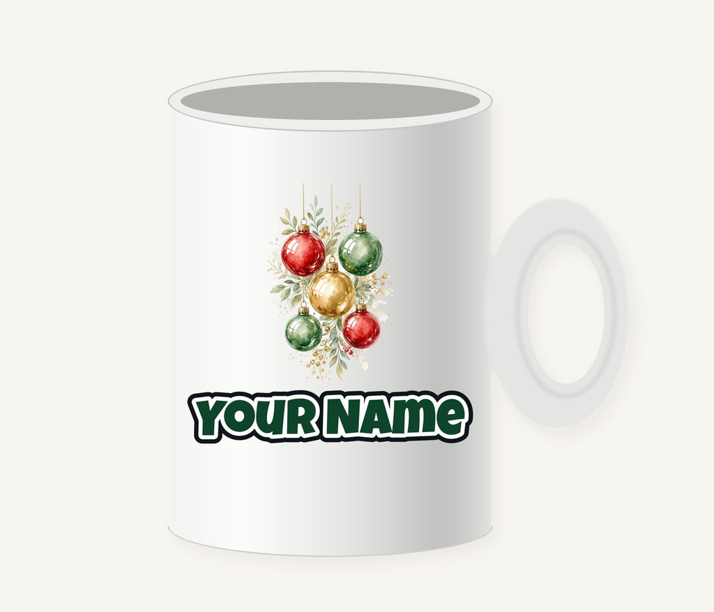 Watercolour Christmas Baubles Personalised Christmas Mug