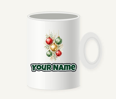 Watercolour Christmas Baubles Personalised Christmas Mug