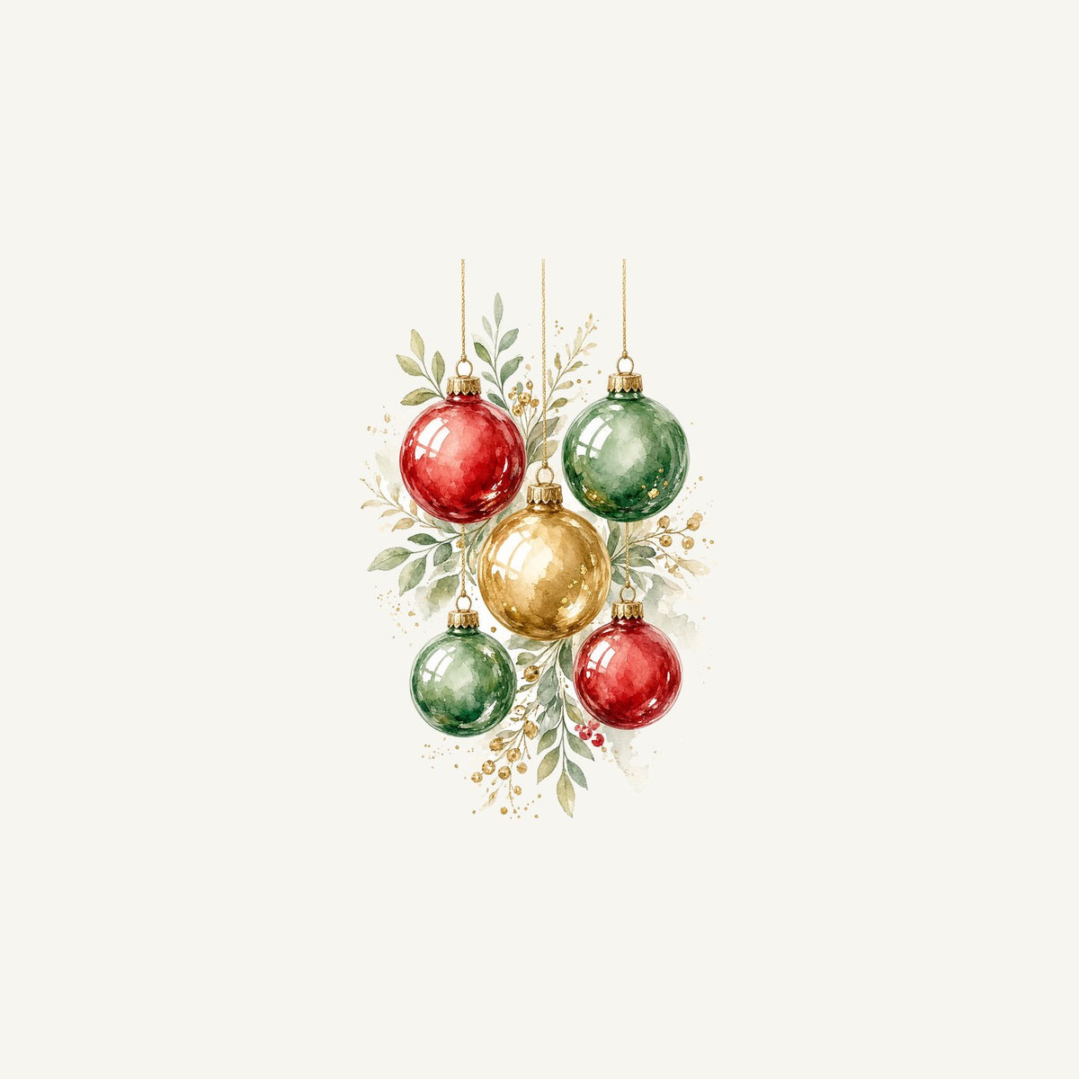 Watercolour Christmas Baubles Personalised Christmas Mug