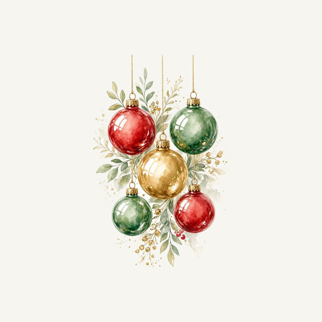 Watercolour Christmas Baubles Personalised Santa Sack