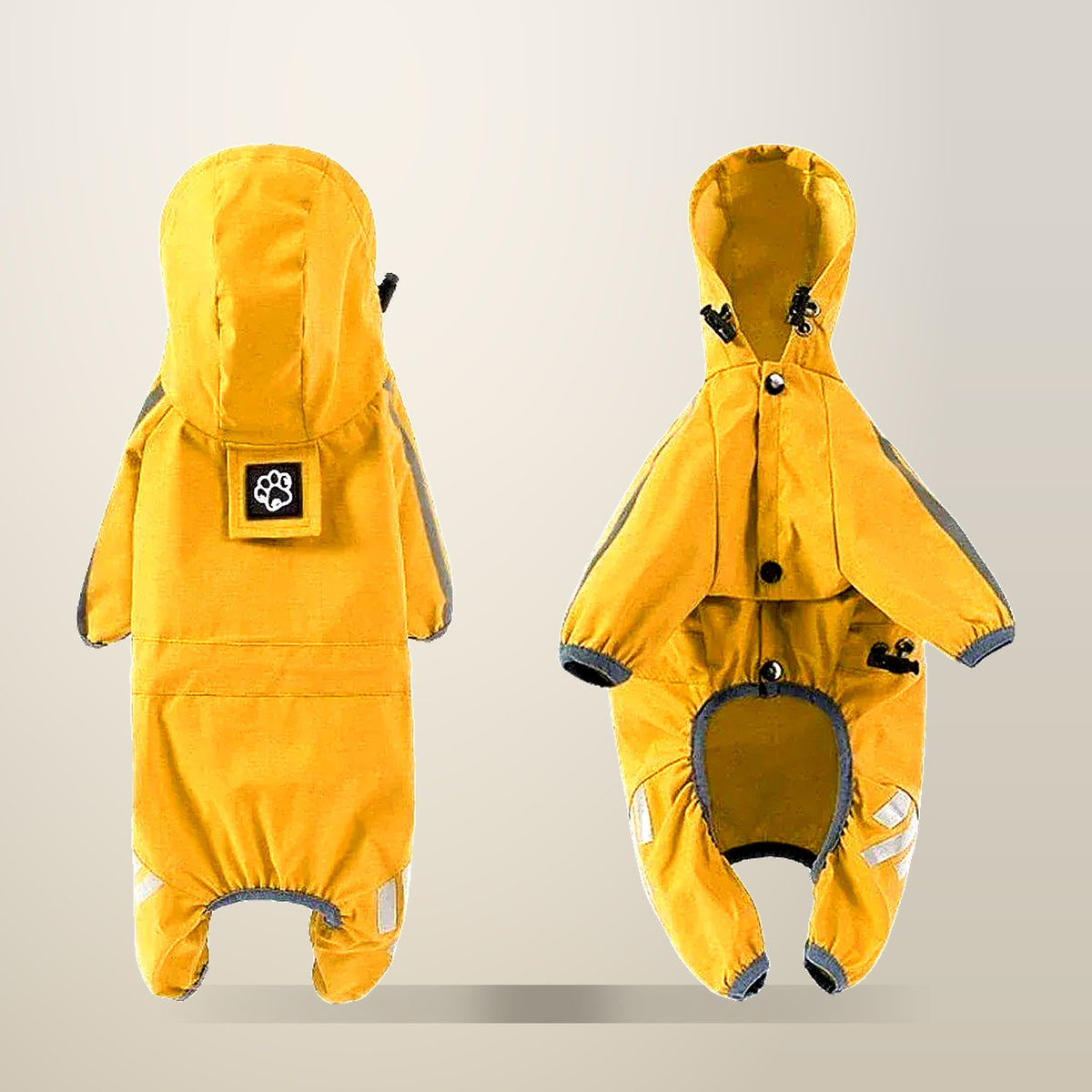 Waterproof Four Leg Pet Raincoat, Orange, Pink, Blue or Purple, on a plain cream background