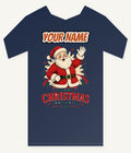 Waving Santa Merry Christmas Personalised Kids and Baby Christmas Tee