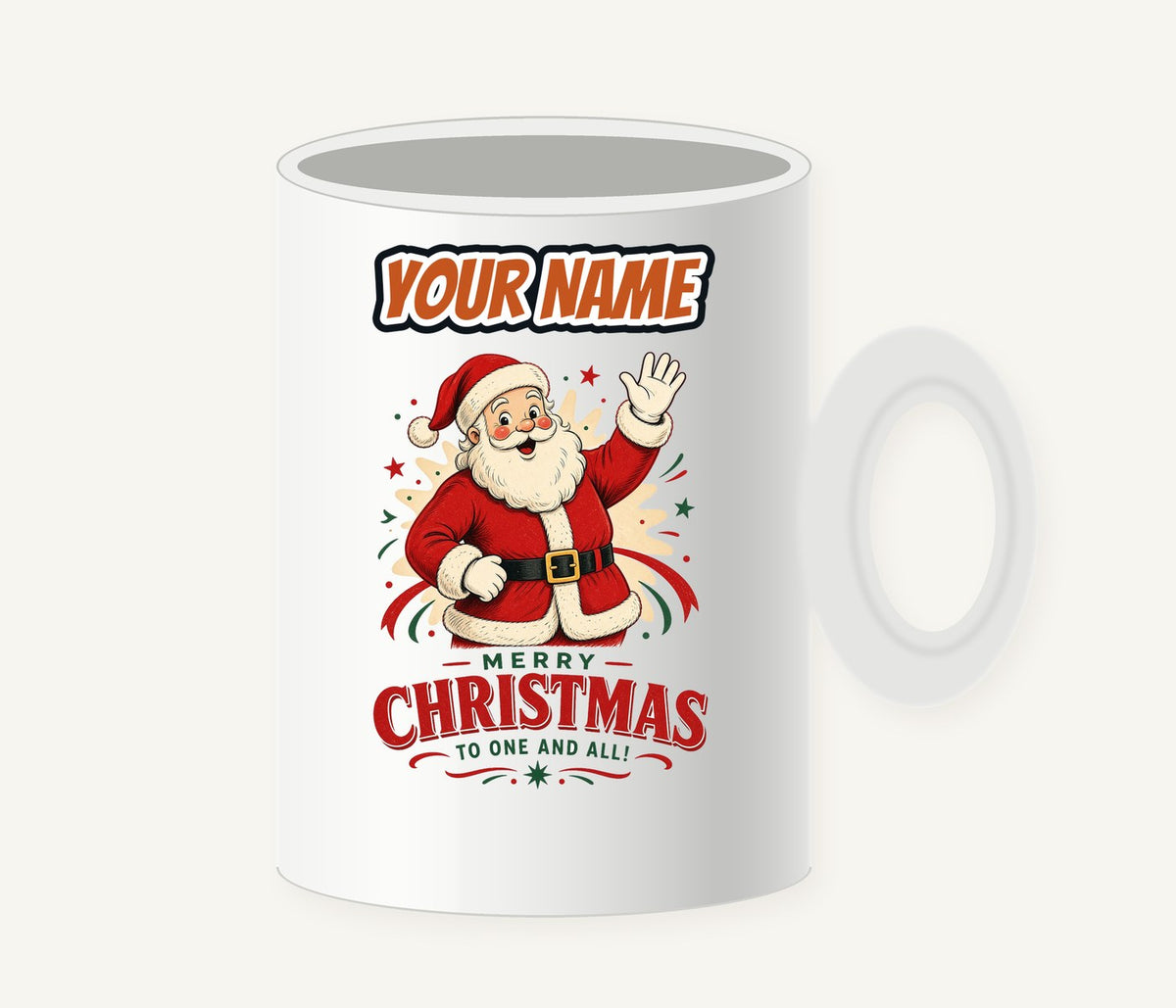 Waving Santa Merry Christmas Personalised Christmas Mug