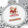 Waving Santa Merry Christmas Personalised Pewter Christmas Ornament