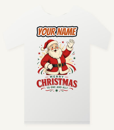 Waving Santa Merry Christmas Personalised Christmas T-Shirt and Hoodie