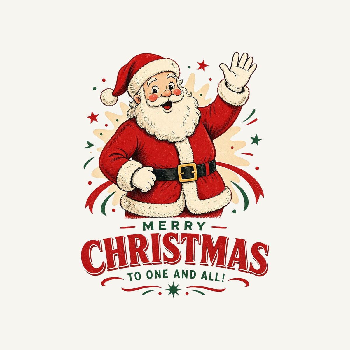 Waving Santa Merry Christmas Personalised Christmas T-Shirt and Hoodie