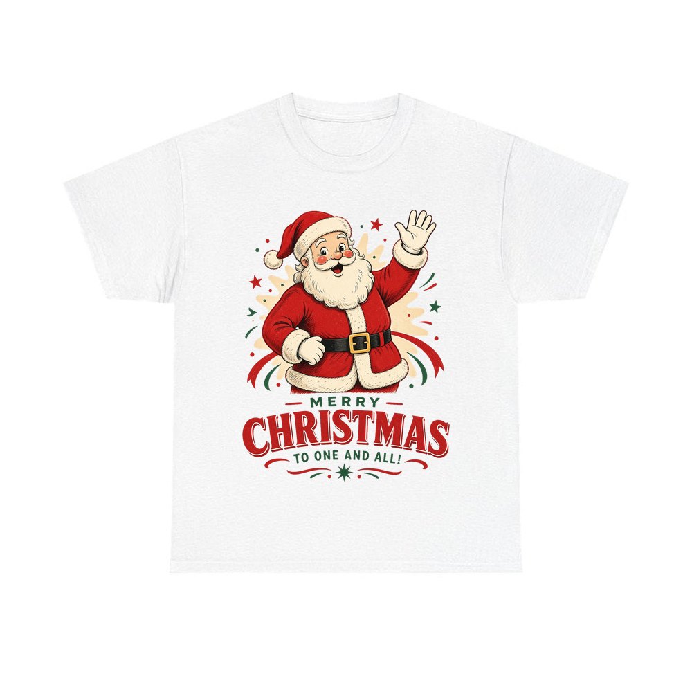 Waving Santa Merry Christmas personalised Christmas T-shirt in white