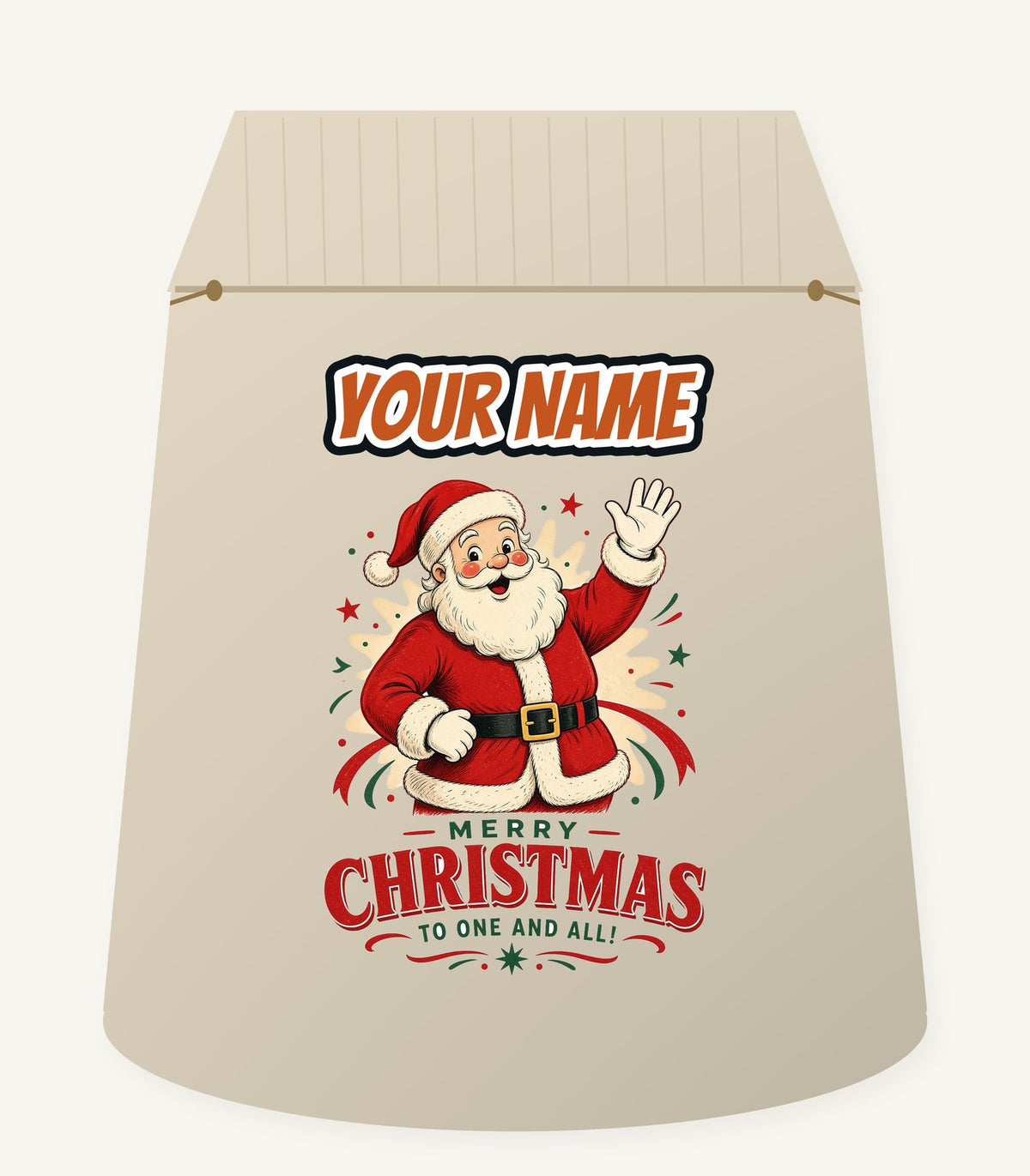 Waving Santa Merry Christmas Personalised Santa Sack