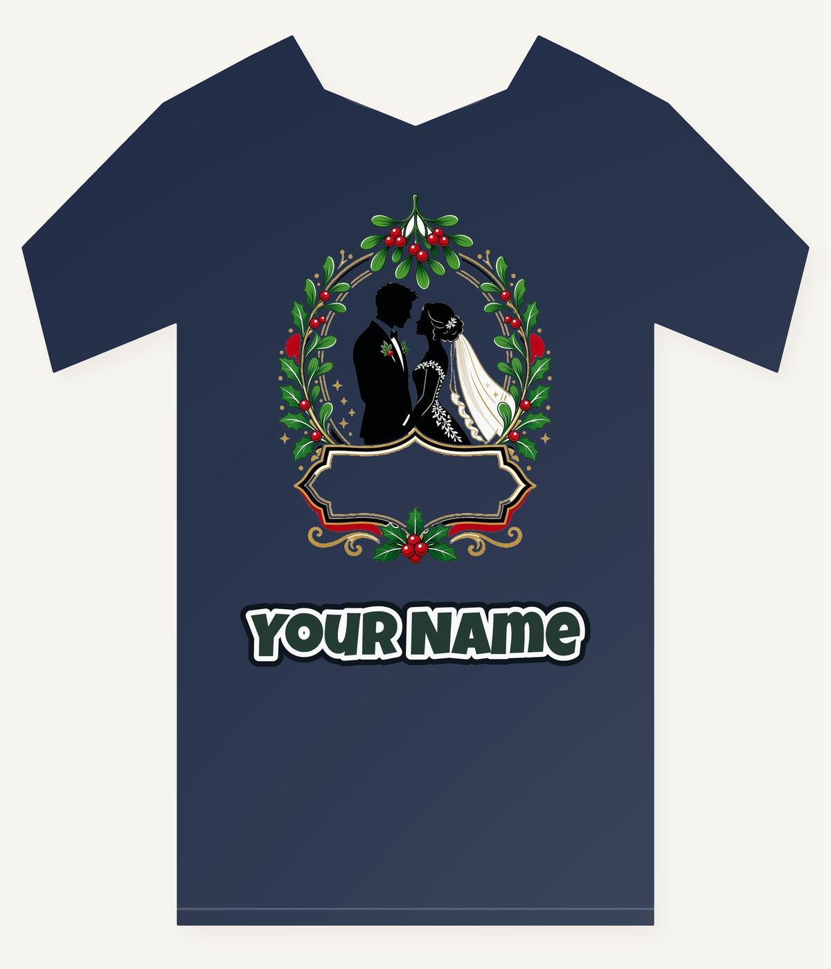 Wedding Couple Under Mistletoe Personalised Kids Tee and Baby Bodysuit