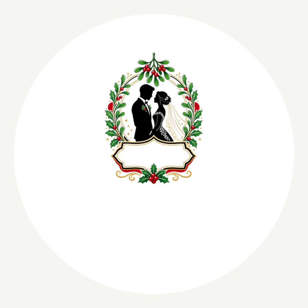 Wedding Couple Under Mistletoe Personalised Pewter Christmas Ornament