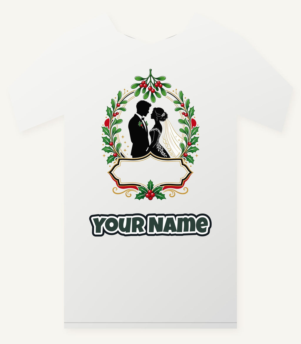 Wedding Couple Under Mistletoe Personalised Christmas T-Shirt and Hoodie