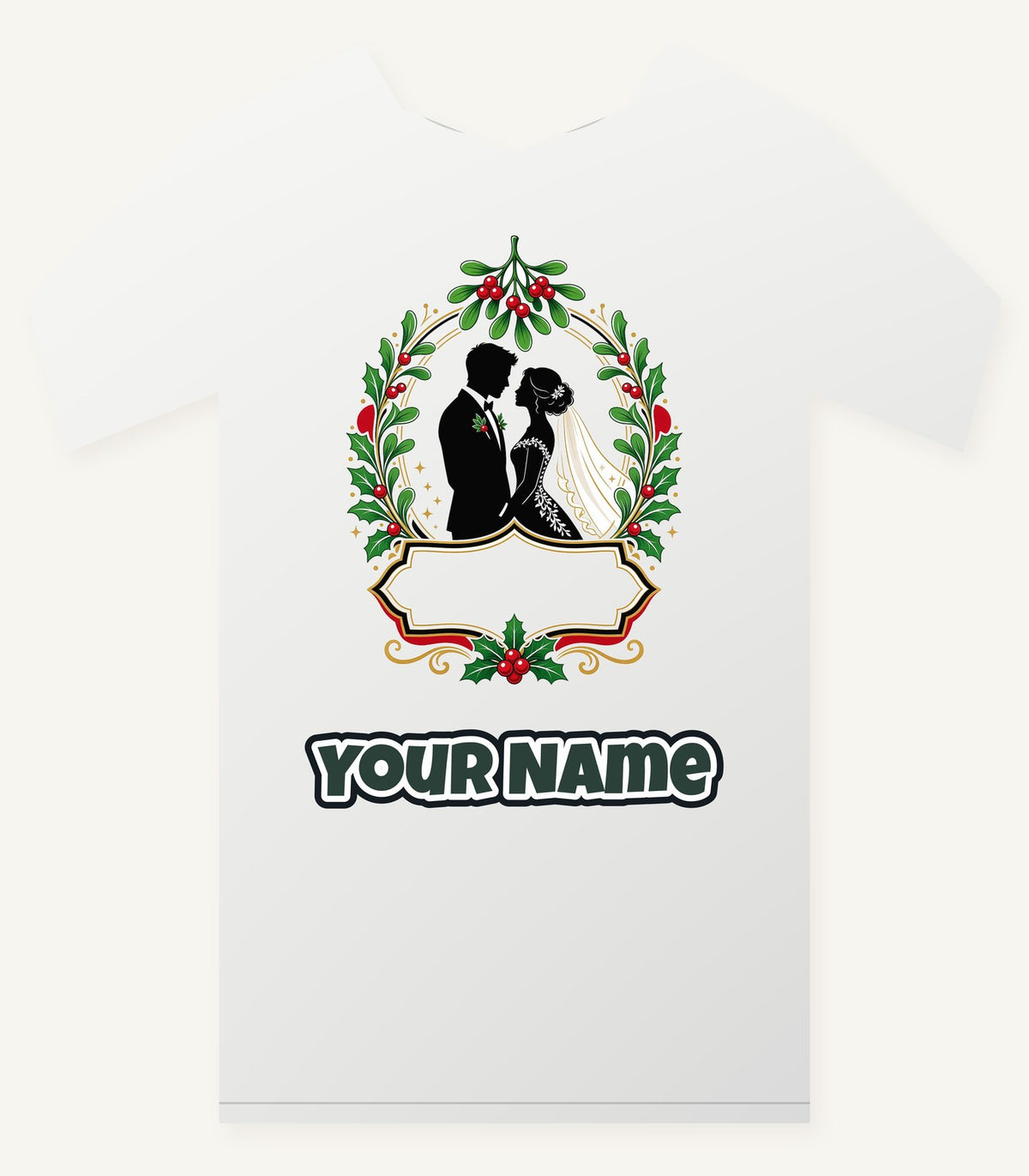 Wedding Couple Under Mistletoe Personalised Christmas T-Shirt and Hoodie