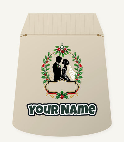 Wedding Couple Under Mistletoe Personalised Santa Sack