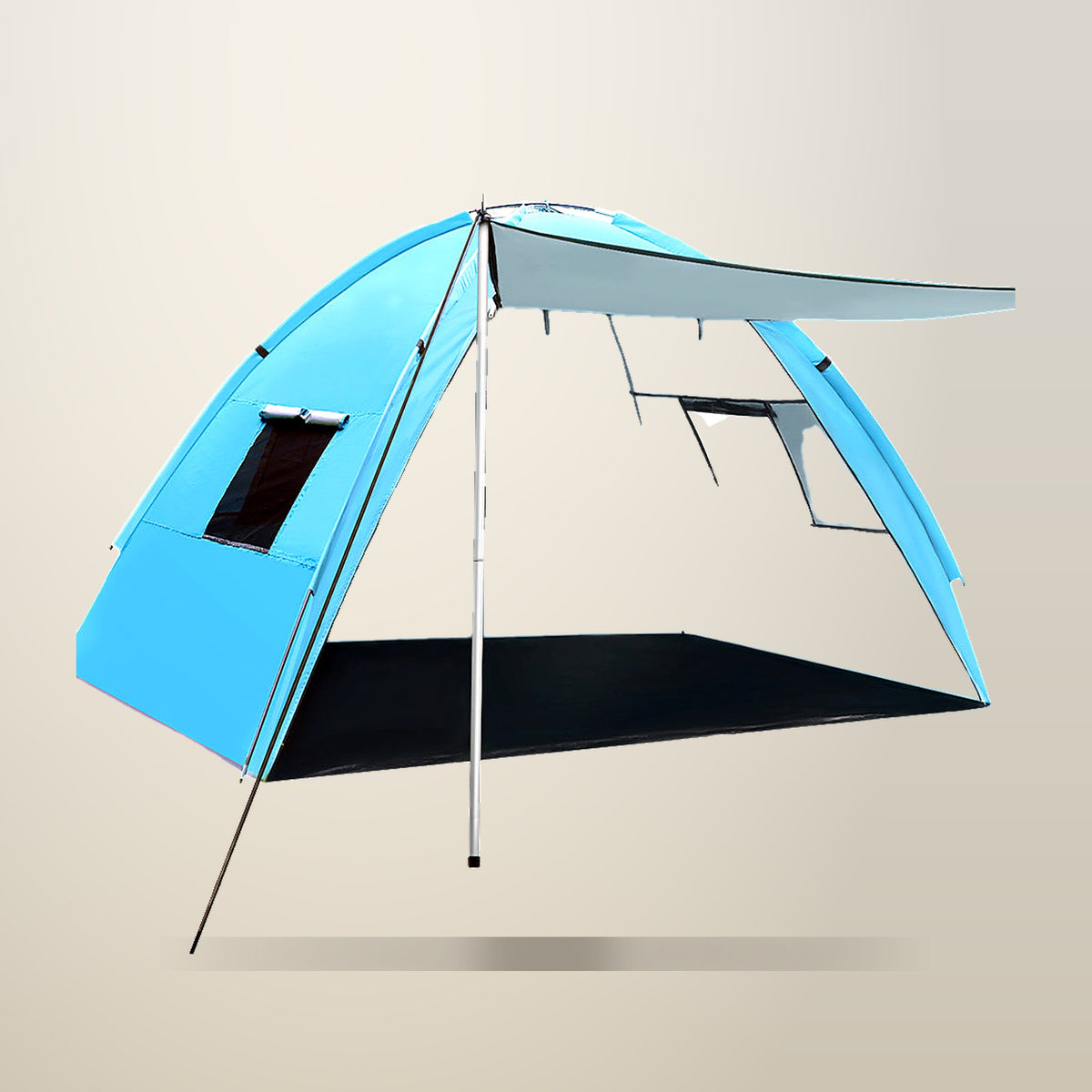 Weisshorn 4 Person Beach Tent, Blue, on a plain cream background