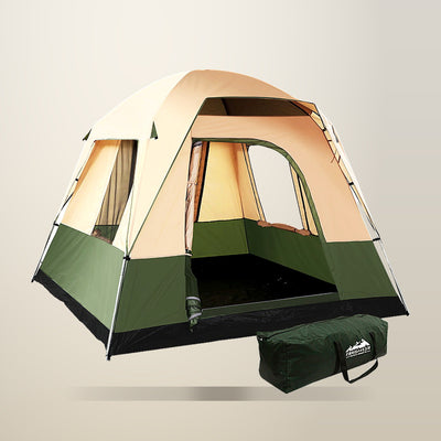 Weisshorn 4 Person Family Camping Tent, Green and Beige