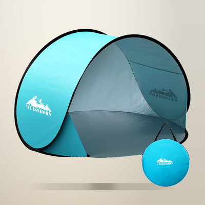 Weisshorn 3 Person Pop Up Beach Tent, Blue