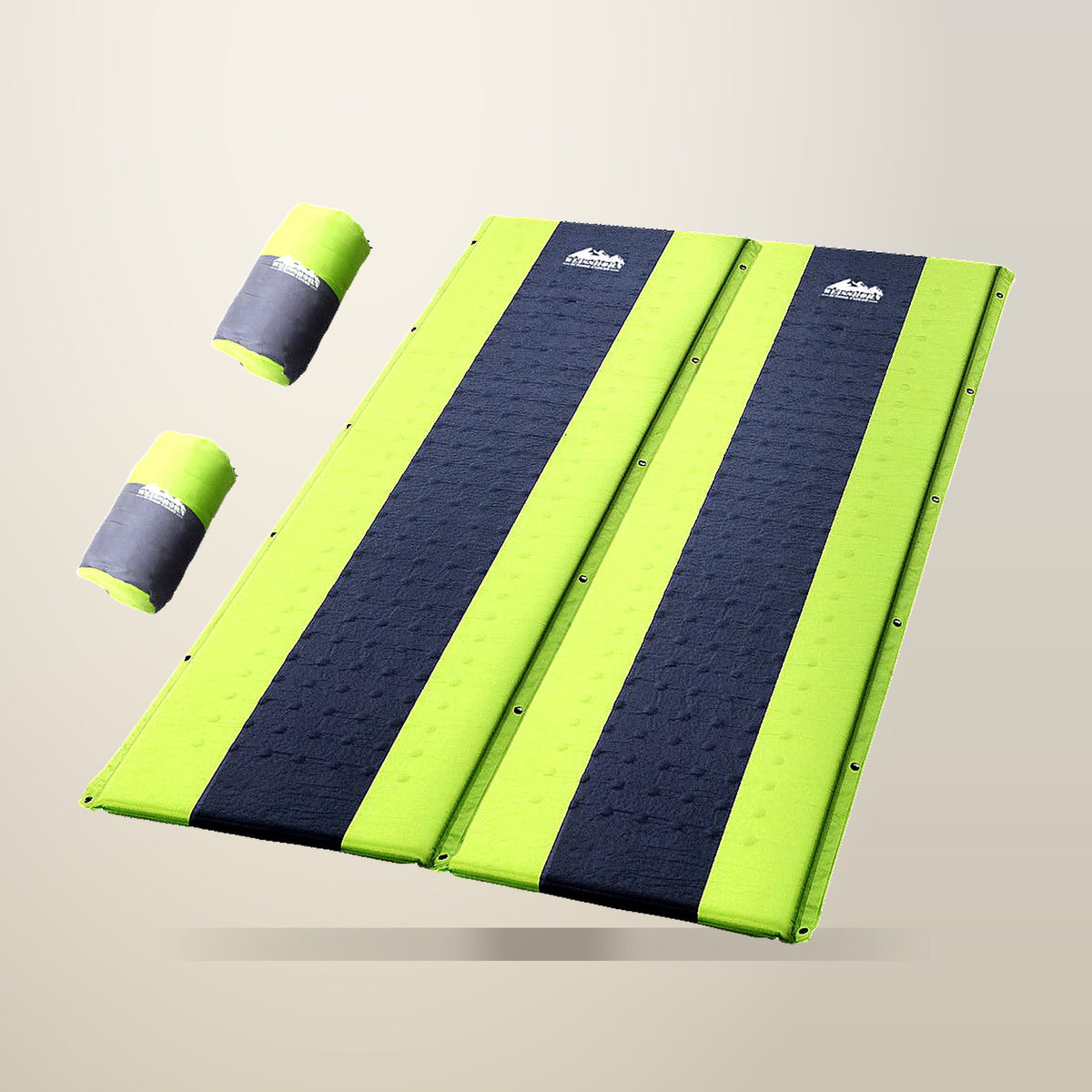 Weisshorn Self Inflating Double Sleeping Mat, Green, on a plain cream background