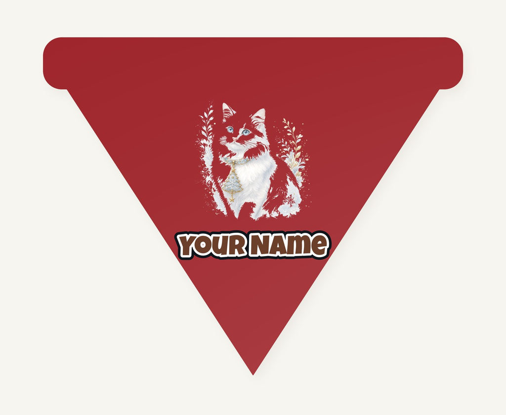 White Cat Christmas Charm Personalised Christmas Dog Bandana