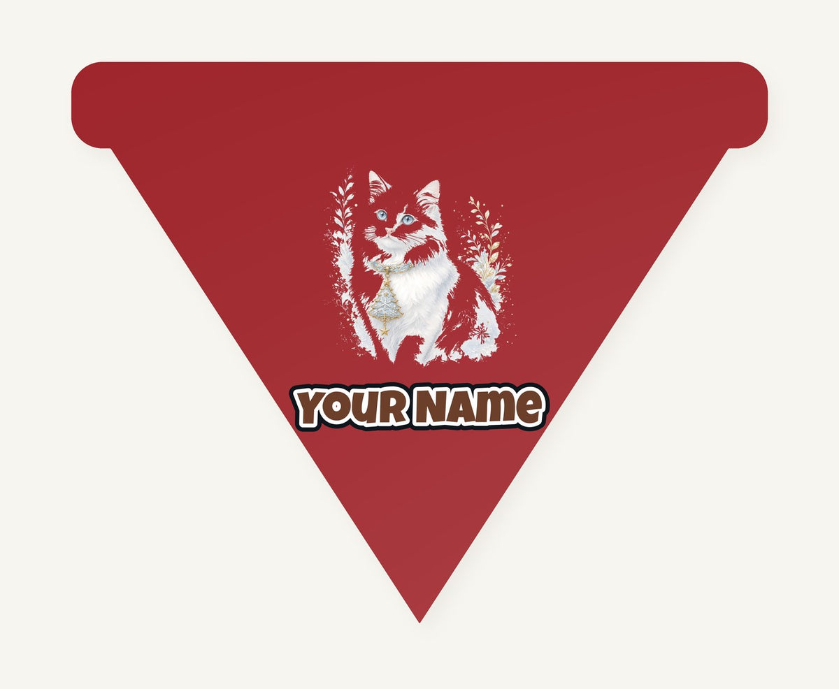 White Cat Christmas Charm Personalised Christmas Dog Bandana