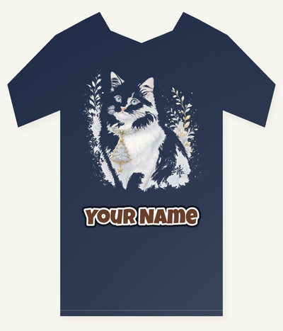 White Cat Christmas Charm Personalised Kids and Baby Christmas Tee