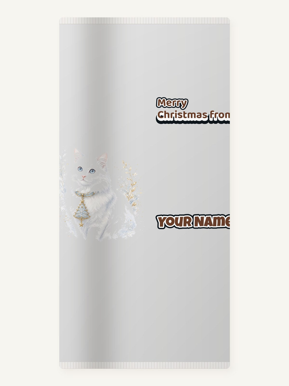 White Cat Christmas Charm Personalised Beach Towel