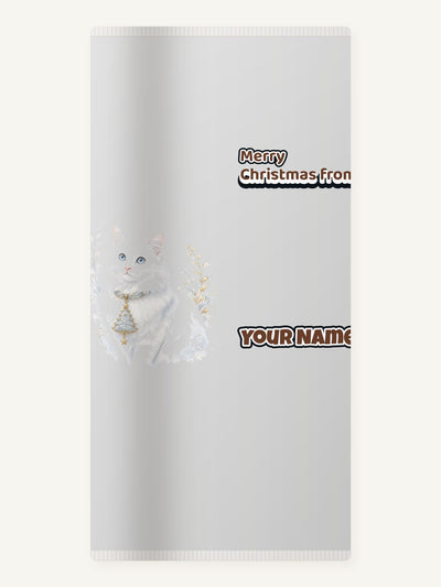 White Cat Christmas Charm Personalised Beach Towel