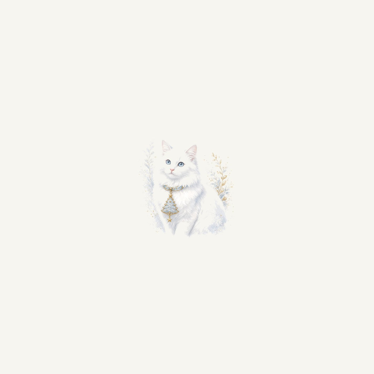 White Cat Christmas Charm Personalised Beach Towel