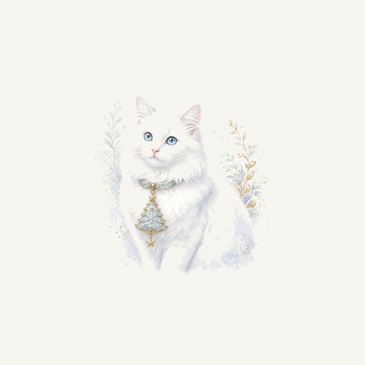 White Cat Christmas Charm Personalised Christmas Mug