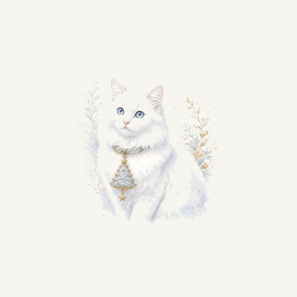 White Cat Christmas Charm Personalised Christmas Mug