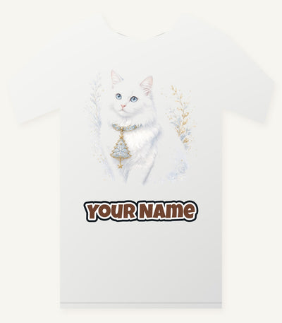 White Cat Christmas Charm Personalised Christmas T-Shirt and Hoodie