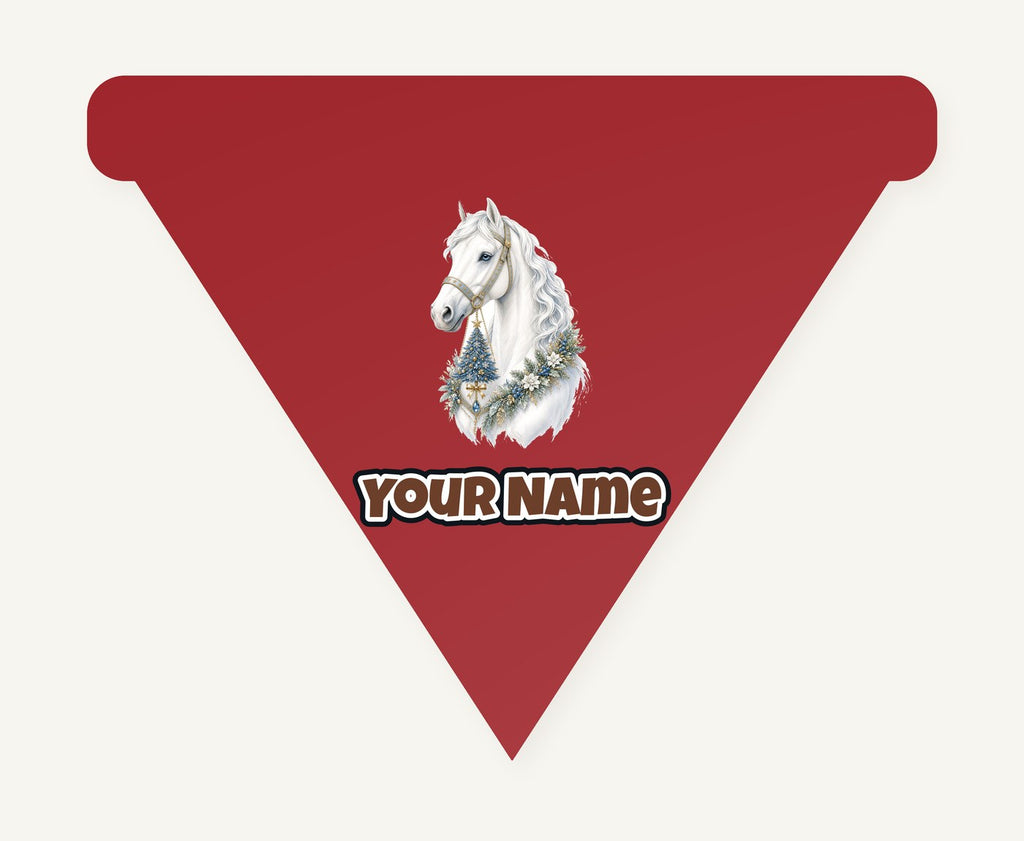 White Christmas Horse Portrait Personalised Christmas Dog Bandana