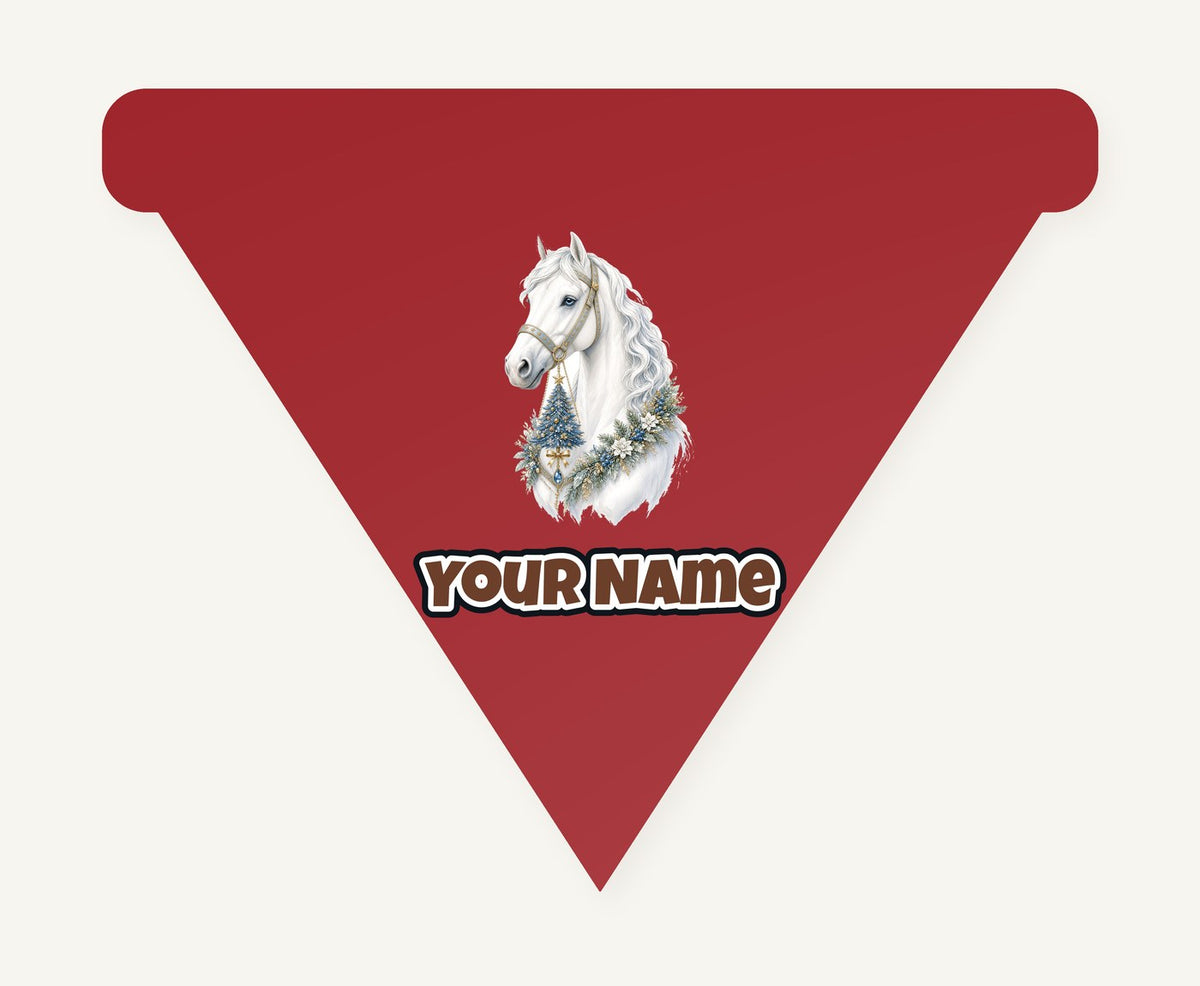 White Christmas Horse Portrait Personalised Christmas Dog Bandana