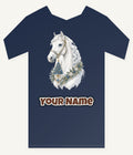 White Christmas Horse Portrait Personalised Kids and Baby Christmas Tee