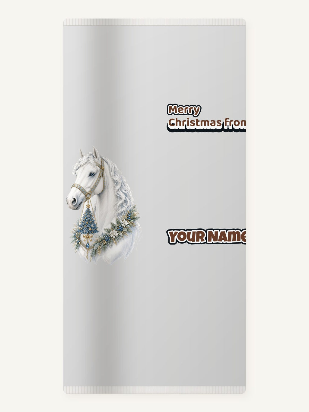 White Christmas Horse Portrait Personalised Beach Towel