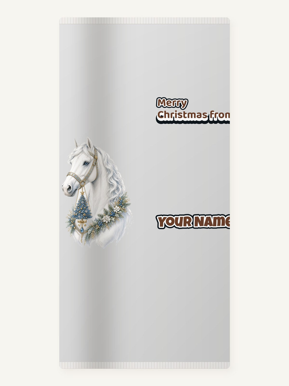 White Christmas Horse Portrait Personalised Beach Towel