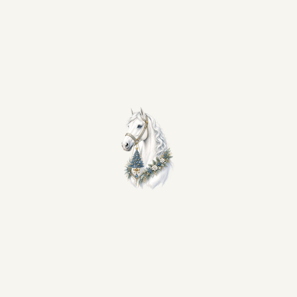 White Christmas Horse Portrait Personalised Beach Towel